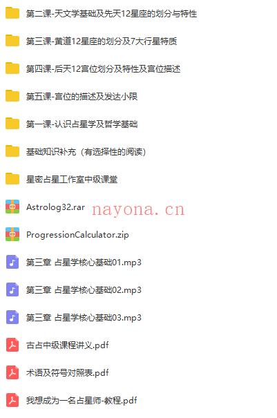 【零基础学占星资料】入门进阶教学/12星座/视频详解/附电子书