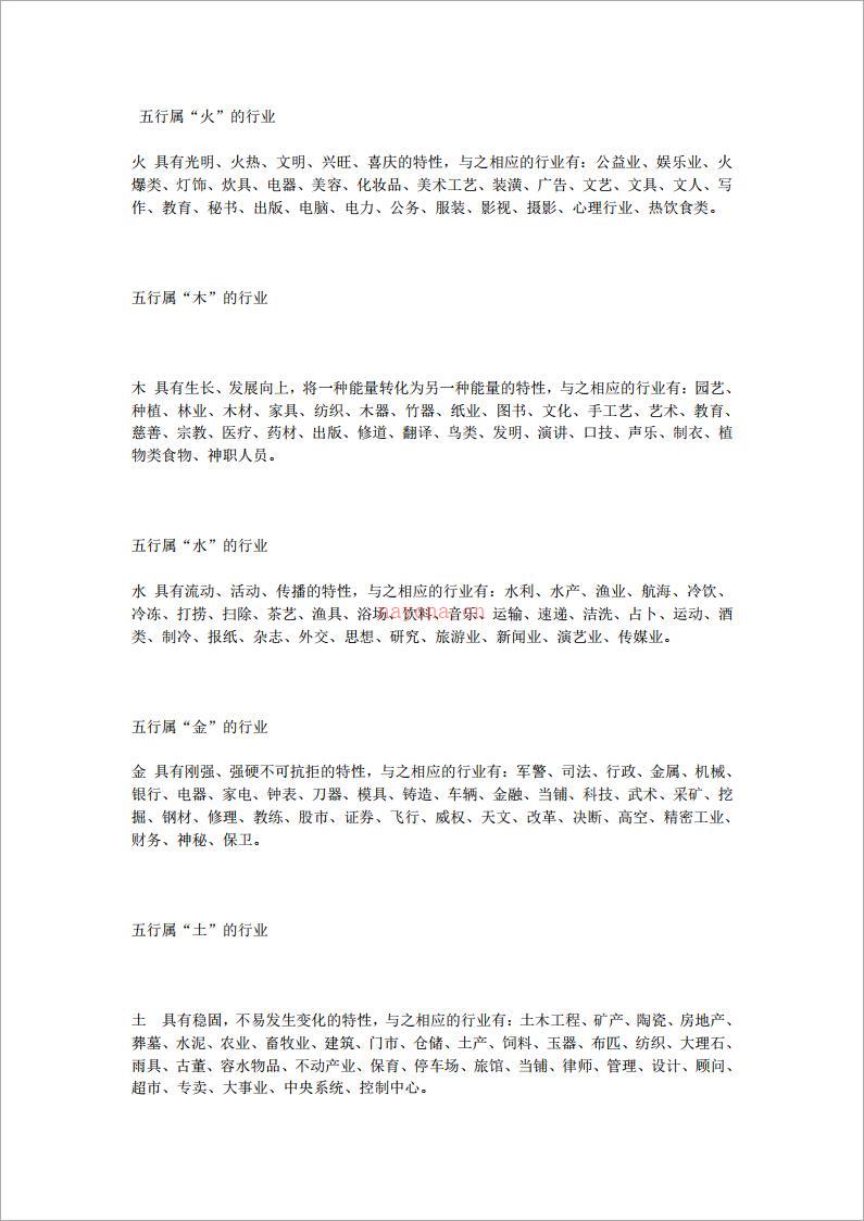 五行所属行业.pdf 百度网盘资源