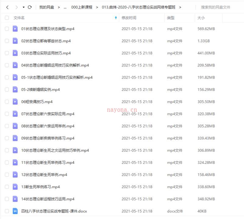 曲炜-2020-八字状态理论实战网络专题班 百度网盘资源