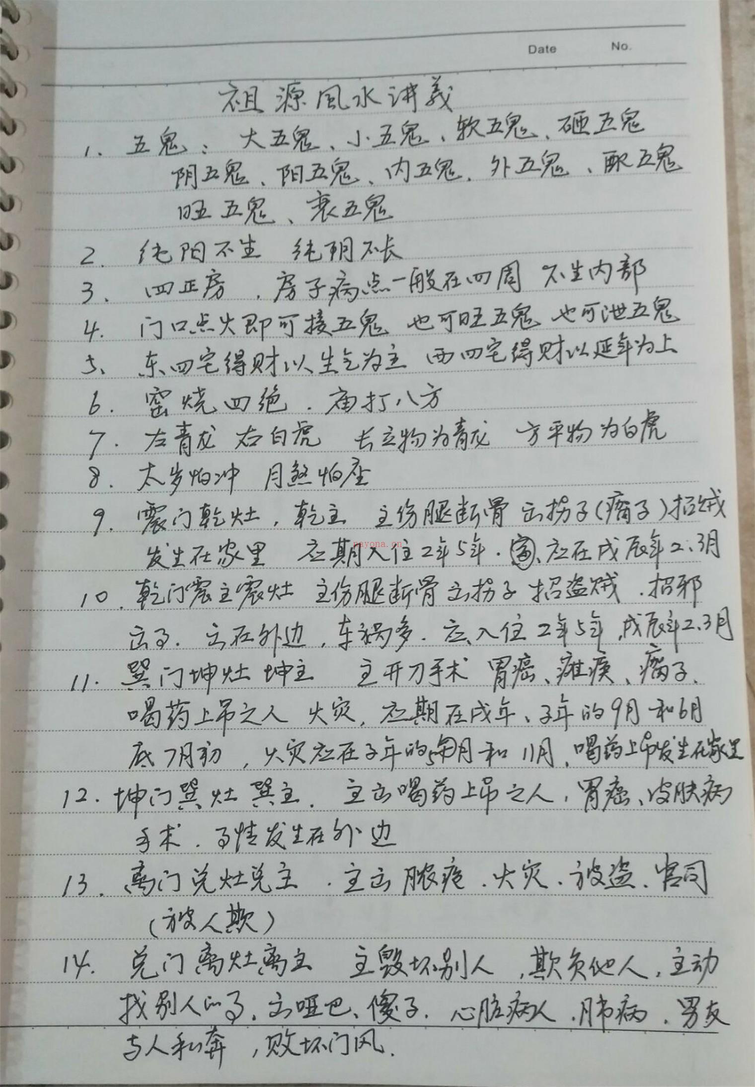 祖源风水讲义杨文哲手抄笔记 百度网盘资源